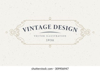 Vintage Frame for Luxury Logos, Restaurant, Hotel, Boutique or Business Identity. Royalty, Heraldic Design with Flourishes Elegant Design Elements. Vector Illustration Template.
