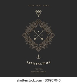 Vintage Frame for Luxury Logos, Restaurant, Hotel, Boutique or Business Identity. Royalty, Heraldic Design with Flourishes Elegant Design Elements. Vector Illustration Template.