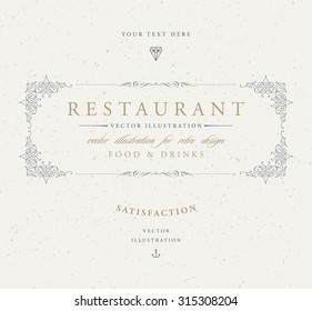 Vintage Frame for Luxury Logos, Restaurant, Hotel, Boutique or Business Identity. Royalty, Heraldic Design with Flourishes Elegant Design Elements. Vector Illustration Template.