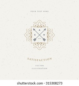 Vintage Frame for Luxury Logos, Restaurant, Hotel, Boutique or Business Identity. Royalty, Heraldic Design with Flourishes Elegant Design Elements. Vector Illustration Template.