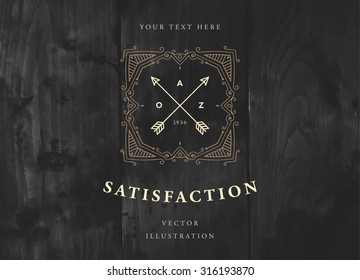 Vintage Frame for Luxury Logos, Restaurant, Hotel, Boutique or Business Identity. Royalty, Heraldic Design with Flourishes Elegant Design Elements. Vector Illustration Template Wood Texture Background