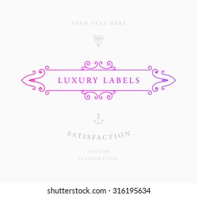 Vintage Frame for Luxury Logos, Restaurant, Hotel, Boutique or Business Identity. Royalty, Heraldic Design with Flourishes Elegant Design Elements. Vector Illustration Template.