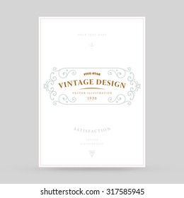 Vintage Frame for Luxury Logos, Restaurant, Hotel, Boutique or Business Identity. Royalty, Heraldic Design with Flourishes Elegant Design Elements. Vector Illustration Template.