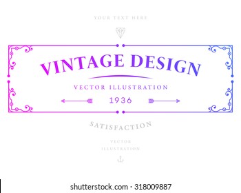 Vintage Frame for Luxury Logos, Restaurant, Hotel, Boutique or Business Identity. Royalty, Heraldic Design with Flourishes Elegant Design Elements. Vector Illustration Template.