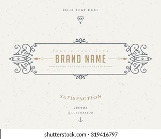 Vintage Frame for Luxury Logos, Restaurant, Hotel, Boutique or Business Identity. Royalty, Heraldic Design with Flourishes Elegant Design Elements. Vector Illustration Template.