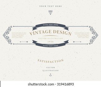 Vintage Frame for Luxury Logos, Restaurant, Hotel, Boutique or Business Identity. Royalty, Heraldic Design with Flourishes Elegant Design Elements. Vector Illustration Template.