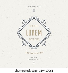 Vintage Frame for Luxury Logos, Restaurant, Hotel, Boutique or Business Identity. Royalty, Heraldic Design with Flourishes Elegant Design Elements. Vector Illustration Template.