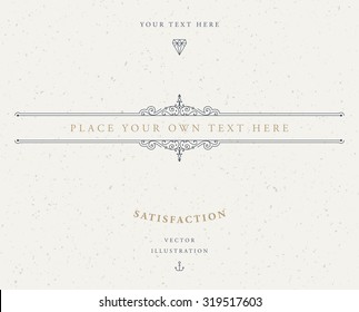 Vintage Frame for Luxury Logos, Restaurant, Hotel, Boutique or Business Identity. Royalty, Heraldic Design with Flourishes Elegant Design Elements. Vector Illustration Template.