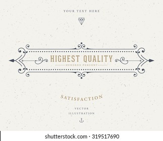 Vintage Frame for Luxury Logos, Restaurant, Hotel, Boutique or Business Identity. Royalty, Heraldic Design with Flourishes Elegant Design Elements. Vector Illustration Template.