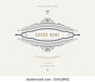 Vintage Frame for Luxury Logos, Restaurant, Hotel, Boutique or Business Identity. Royalty, Heraldic Design with Flourishes Elegant Design Elements. Vector Illustration Template.