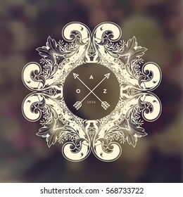 Vintage Frame for Luxury Logos, Restaurant, Hotel, Boutique or Business Identity. Royalty, Heraldic Design with Flourishes Elegant Elements. Vector Illustration Template.
