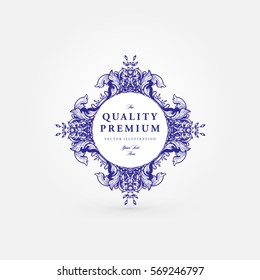 Vintage Frame for Luxury Logos, Restaurant, Hotel, Boutique or Business Identity. Royalty, Heraldic Design with Flourishes Elegant Elements. Vector Illustration Template.
