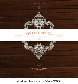 Vintage Frame for Luxury Logos, Restaurant, Hotel, Boutique or Business Identity. Royalty, Heraldic Design with Flourishes Elegant Elements. Vector Illustration Template.