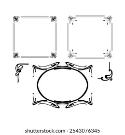vintage frame modern set, art deco, art nouveau pattern