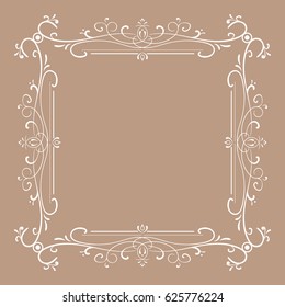 Vintage frame for monograms. Vector illustration on brown background