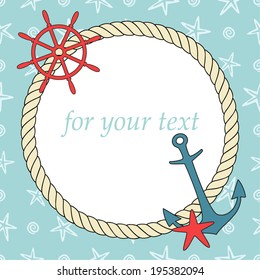 Vintage frame. Nautical illustration. Vector