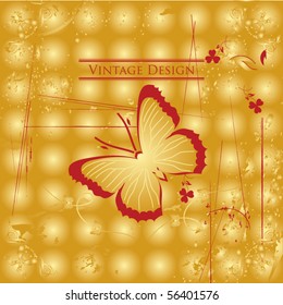 Vintage frame with nice butterfly