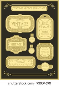 Vintage frame old paper labels set. Vector vintage collections.