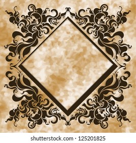Vintage frame on aged background. Vector illustration.