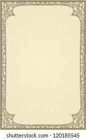 Vintage frame on beige textured background