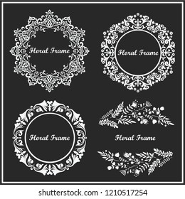 Vintage frame on black background, for historical design and decoration. Vector frame can be easily edited.