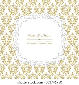 Vintage frame on damask.