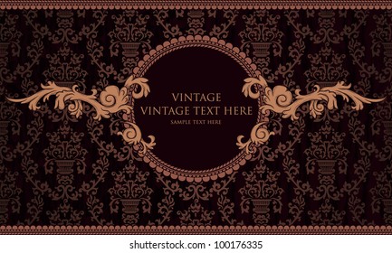vintage frame on damask background