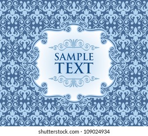 Vintage frame on damask background, vector illustration