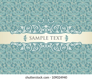 Vintage frame on damask background, vector illustration