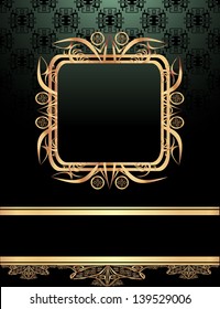 vintage frame on damask background
