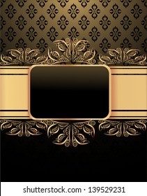 vintage frame on damask background