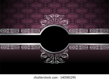 vintage frame on damask background