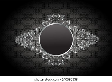 vintage frame on damask background