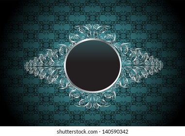 vintage frame on damask background