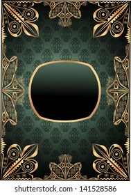 Vintage frame on damask background