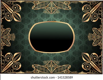 Vintage frame on damask background