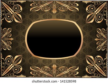 Vintage frame on damask background