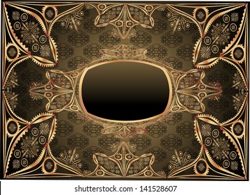 Vintage frame on damask background