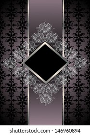 Vintage frame on damask background