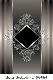 Vintage frame on damask background