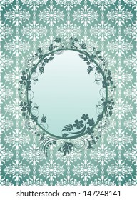 Vintage frame on damask background