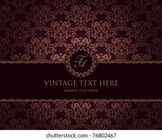 vintage frame on damask background