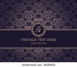 vintage frame on damask background