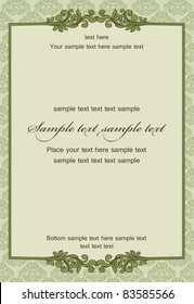 Vintage frame on damask seamless background. Could be used for invitation, certificate or diploma