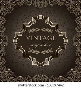 Vintage frame on a dark background with abstract floral decoration