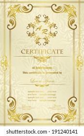 Vintage frame on a floral background in retro style. Can be used as certificate or diploma       
