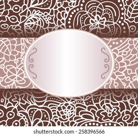 Vintage frame on floral floral pattern background. Greeting card. 