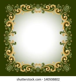Vintage frame on green background. Vector, easy for edit.