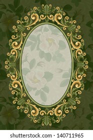 Vintage frame on green background. Vector, easy for edit.