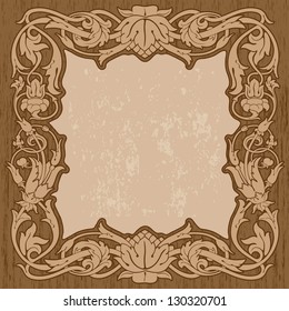 Vintage frame on grunge background. Vector, easy for edit.